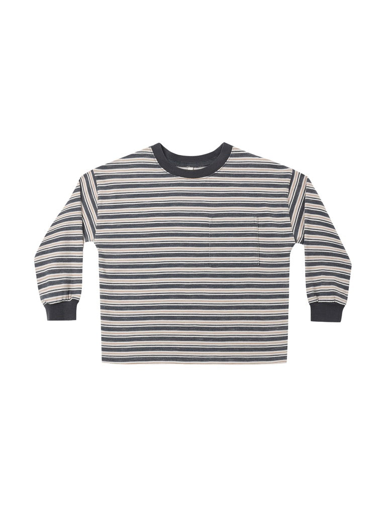 Midnight Blue Stripe Relaxed L/S Tee