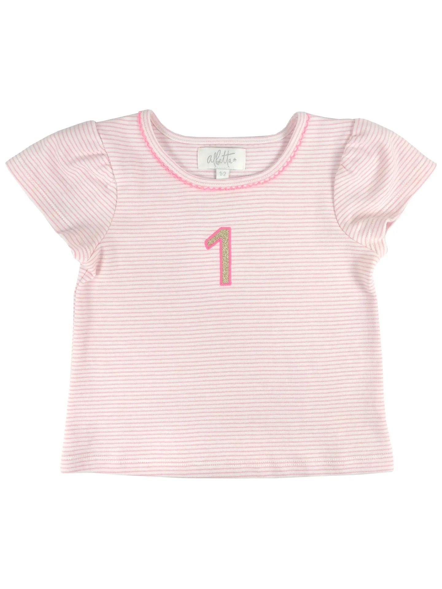 1st Year Birthday Stripe Shirt - Pink (1-2Y)