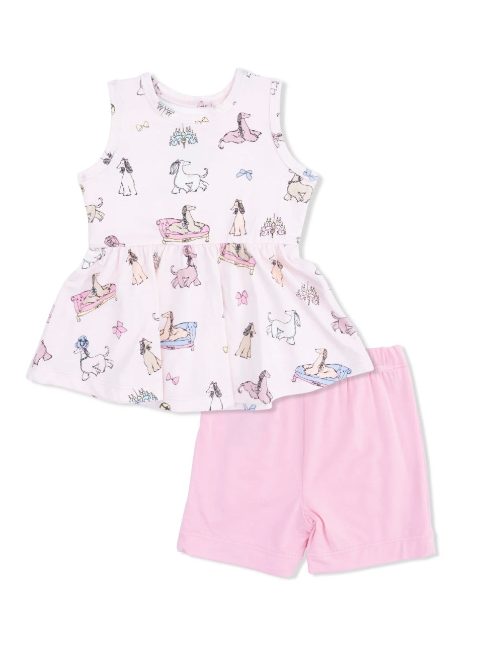 Fancy Hounds with Bows Peplum Tank + Bike Short