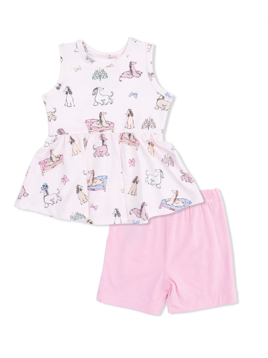 Fancy Hounds with Bows Peplum Tank + Bike Short