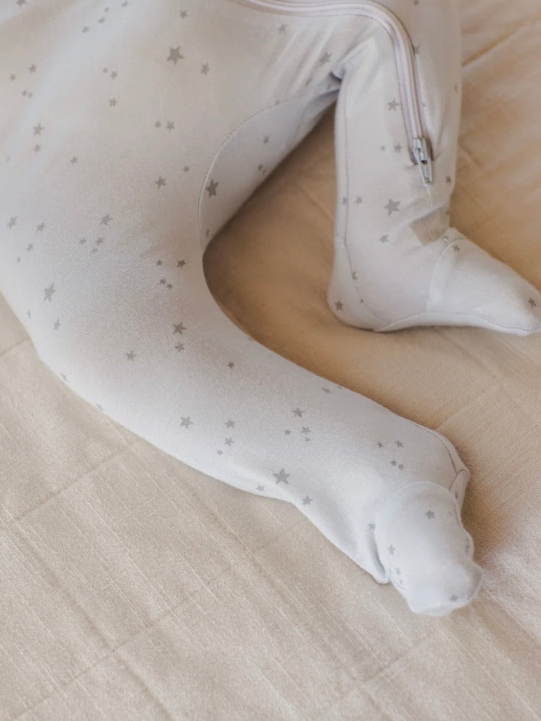 Quincy Essentials Modal Zip Footie- Fog Stars