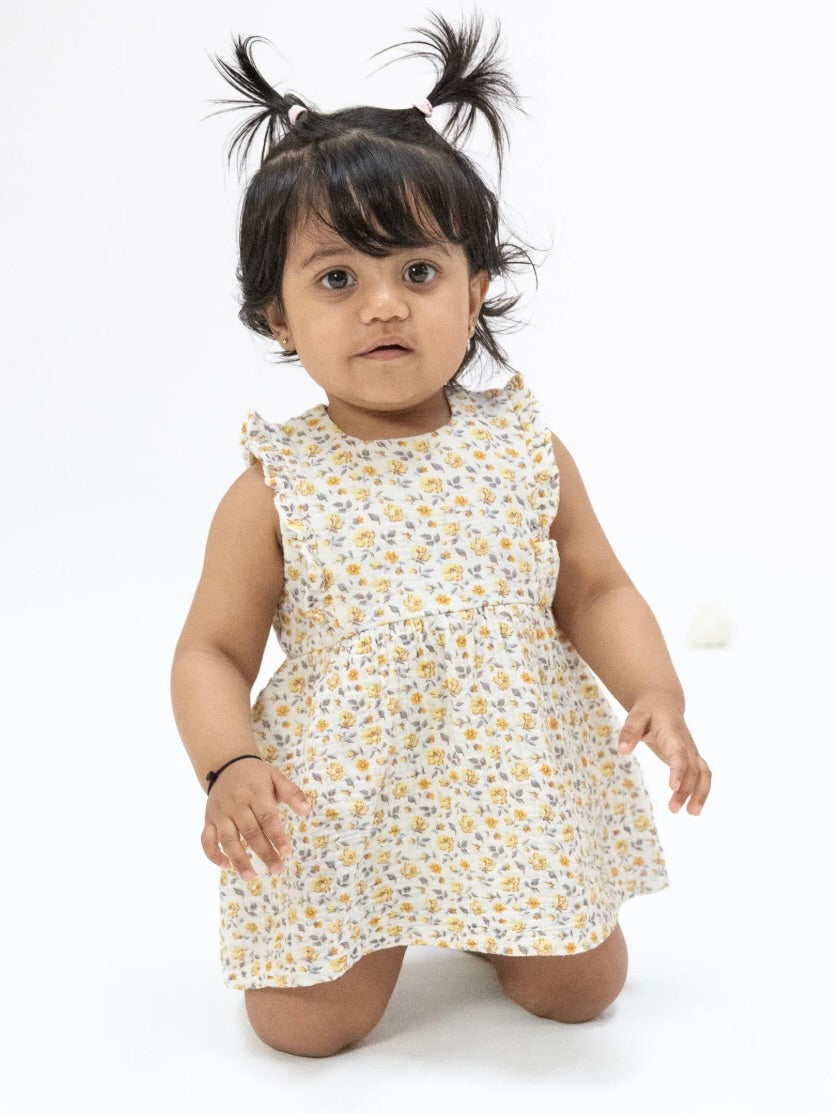 Yellow Country Roses Ruffle Bubble Dress