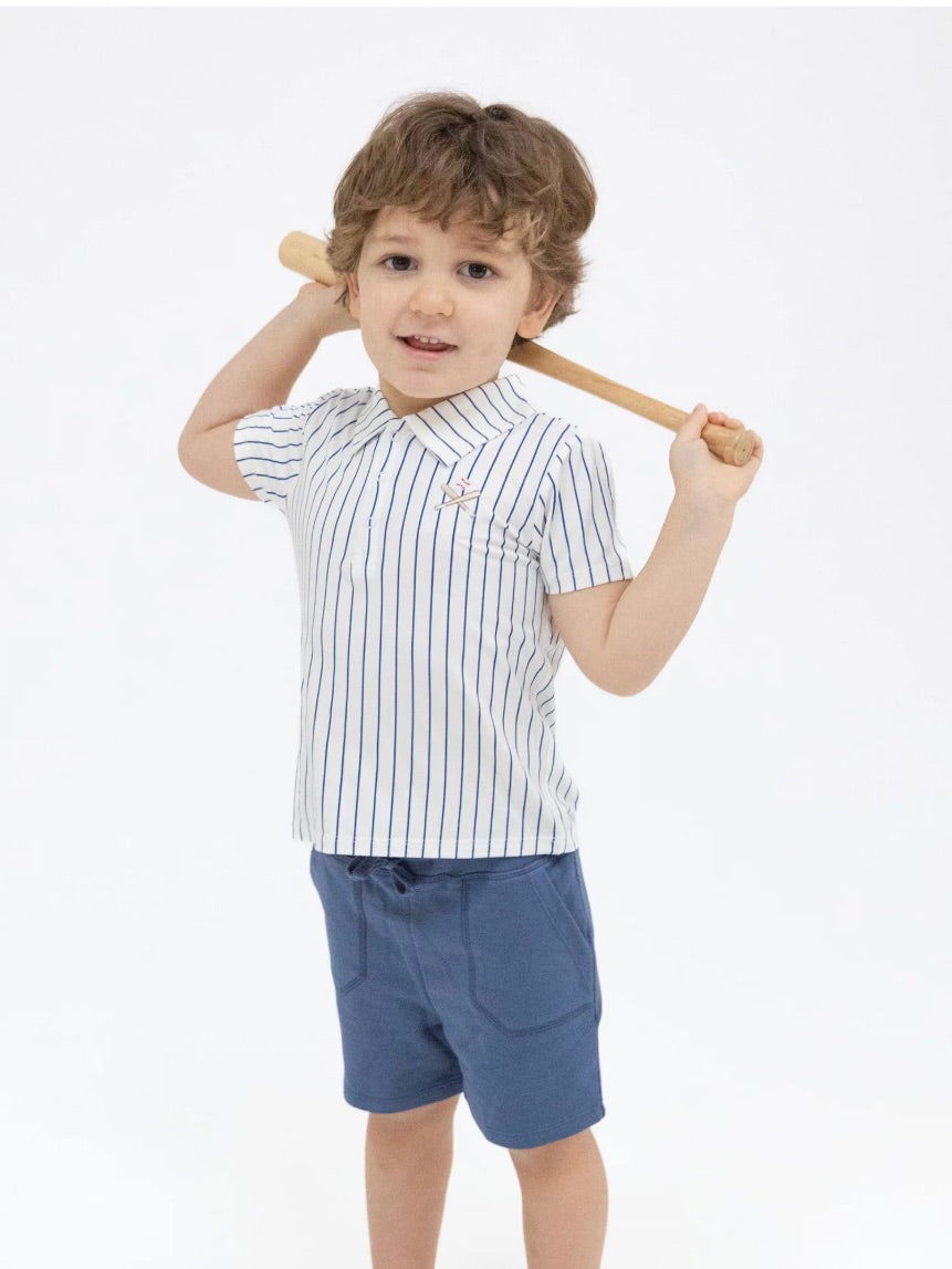 Baseball Stripe Polo + Short Set