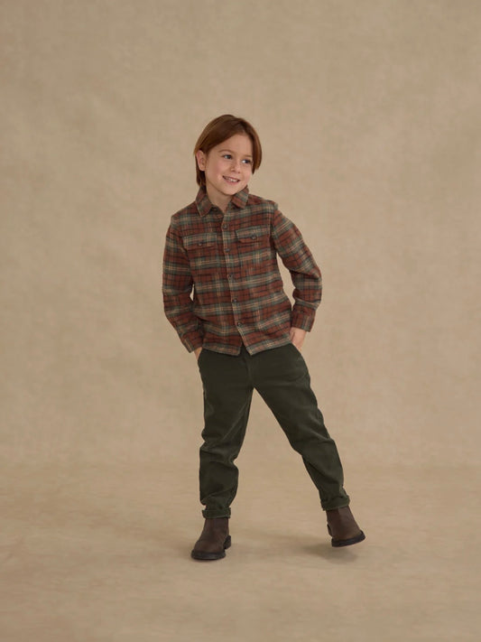 Evergreen Holiday Plaid Pocketed Flannel Shirt