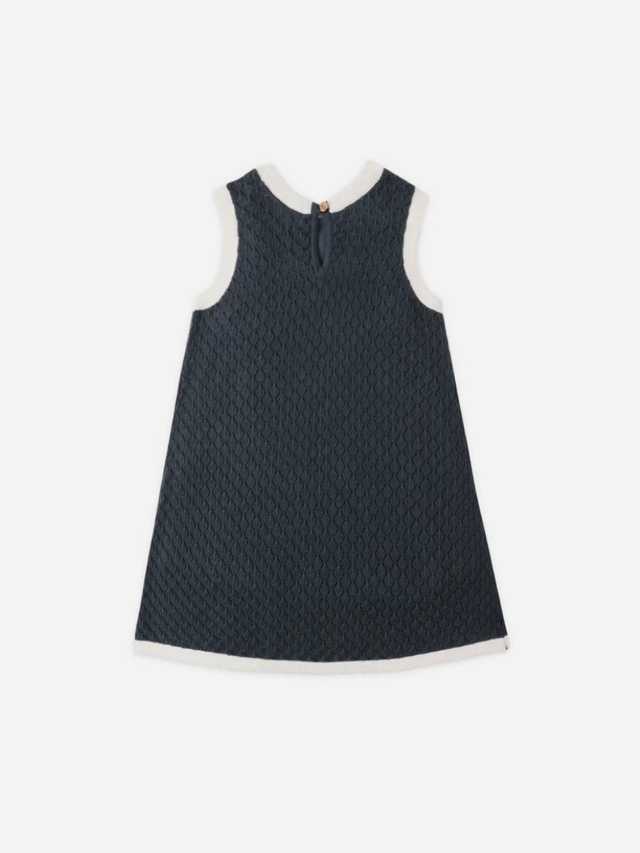 Navy Crochet Tank Mini Dress