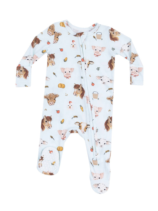 Blue Vintage Animals Footie