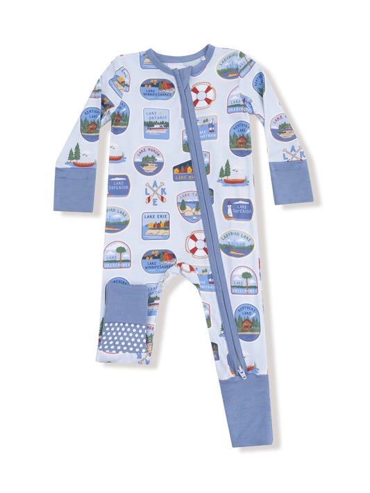 Lake Stickers Zipper Romper