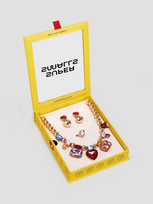 Red Heart Gem Necklace Set