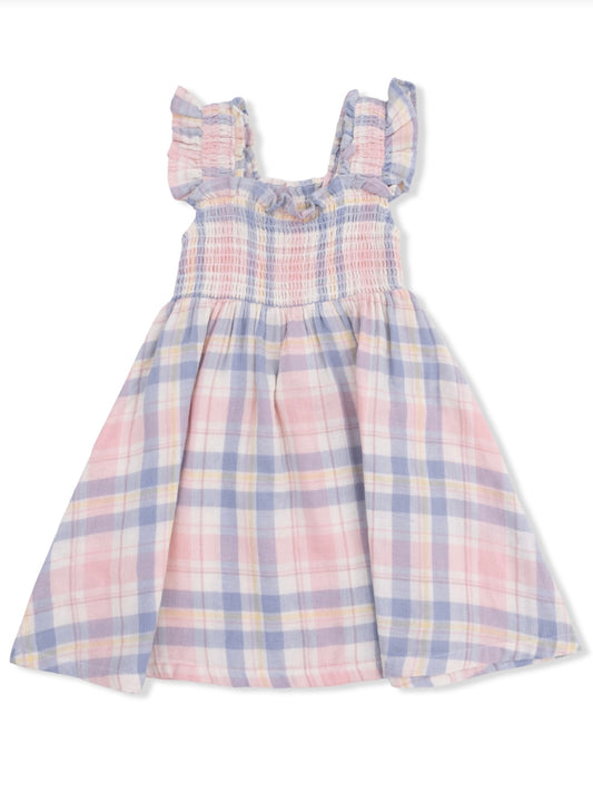 Dusty Plaid Smocked Sundress