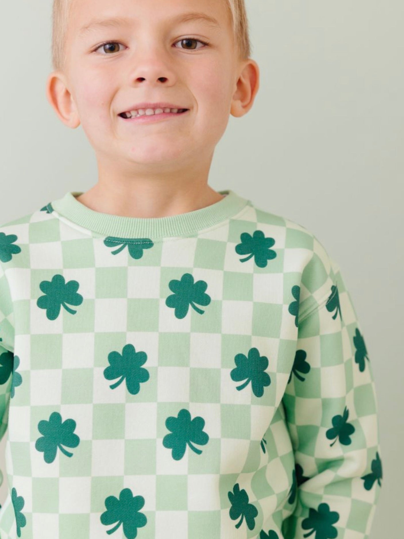 Shamrock Checkered Sweatshirt - Sage