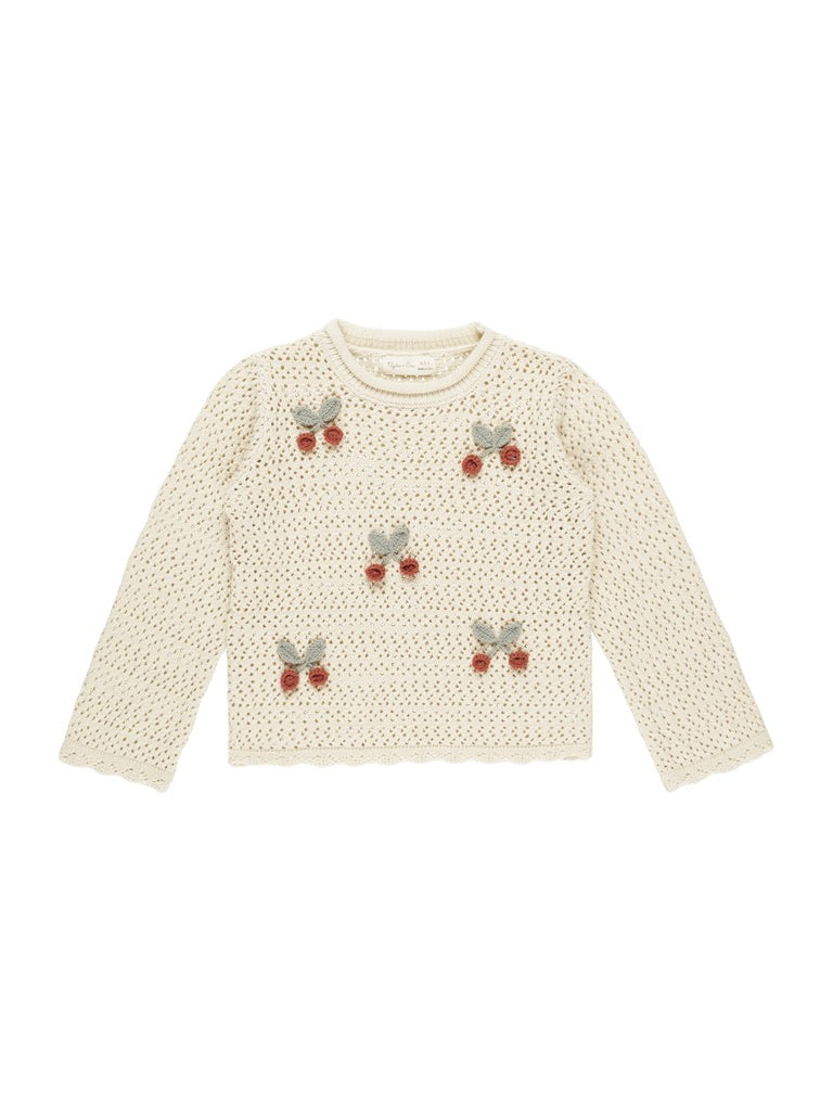 Cherries Crochet Knit Pullover