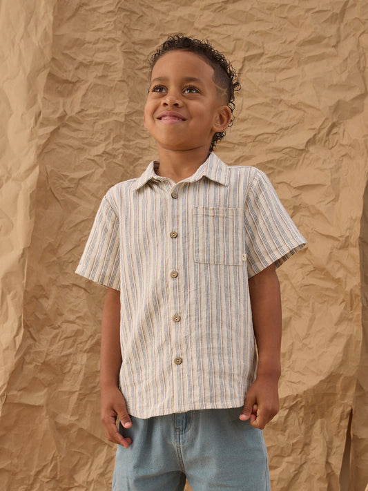 Nautical Stripe Collared Short Sleeve Shirt