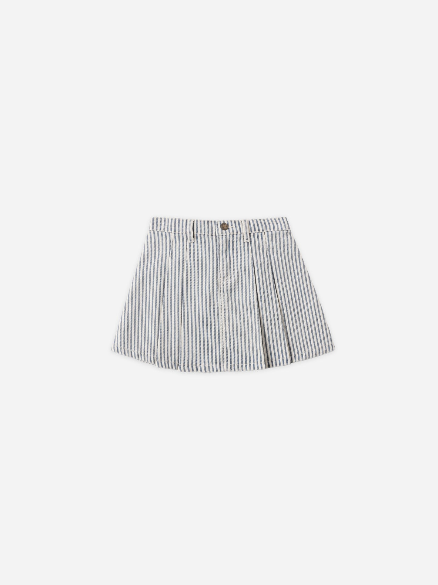 Railroad Stripe Pleated Denim Skirt