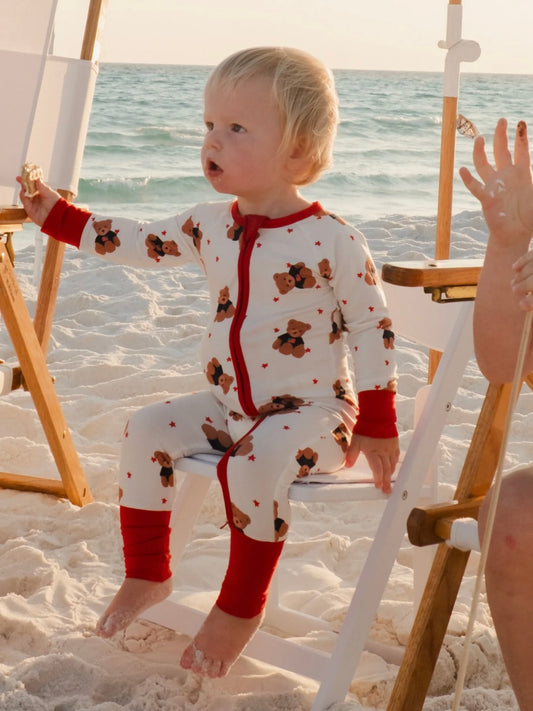 Star Spangled Teddy Zipper Romper