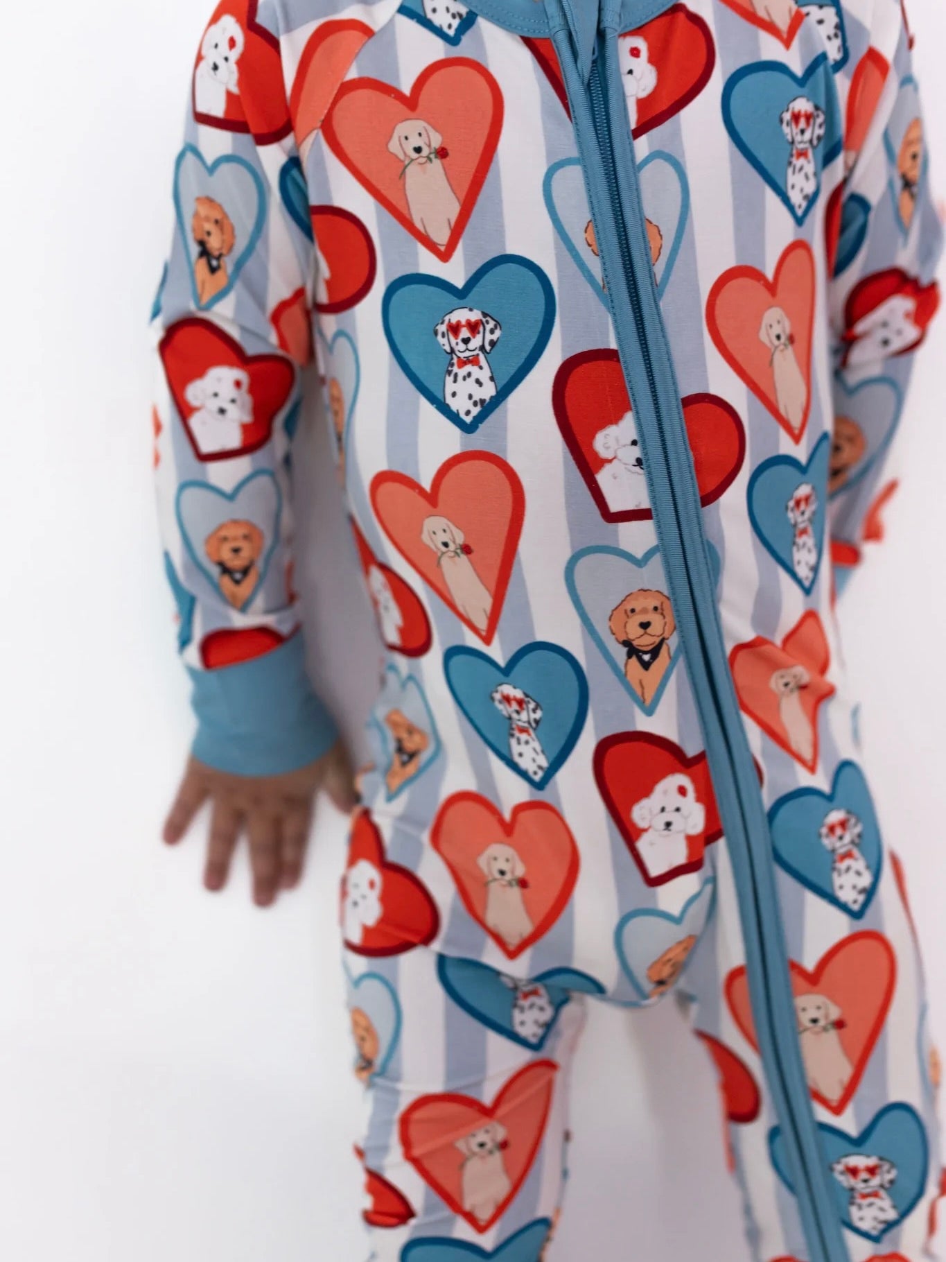 Blue Fur-Ever Valentine Zipper Romper