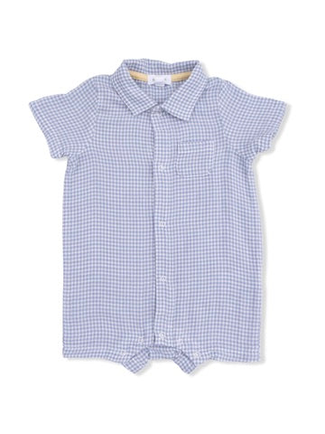 Micro Gingham Blue Blizzard Polo Shortie
