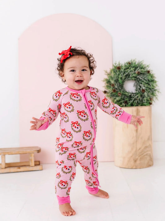 Pink Wreaths Convertible Footie