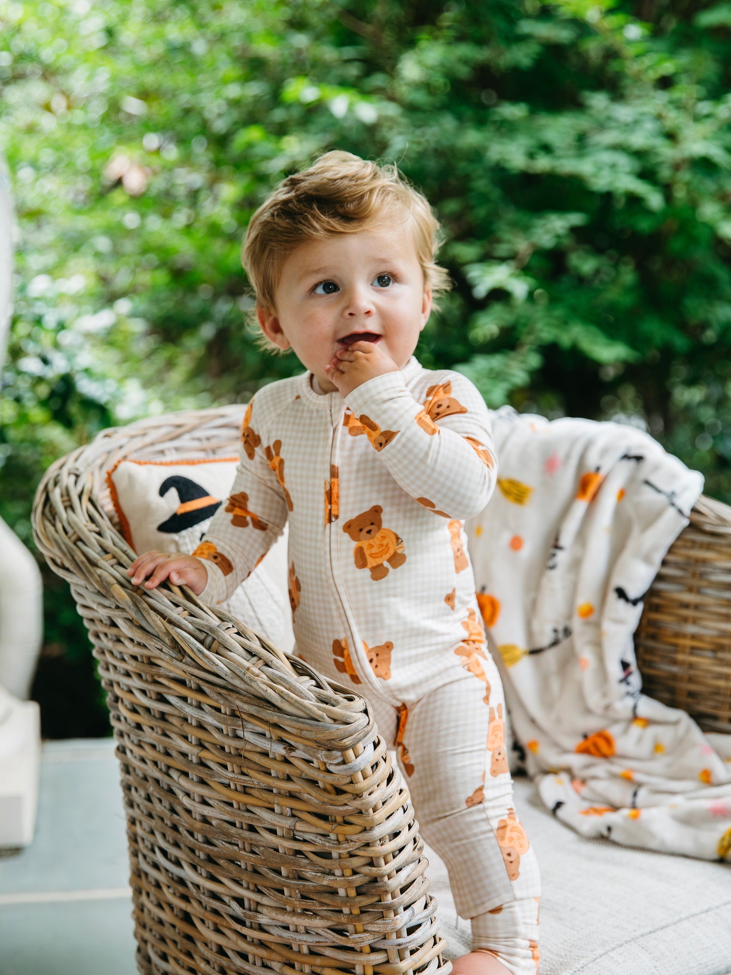 Gingham Little Boo Bear Zipper Romper