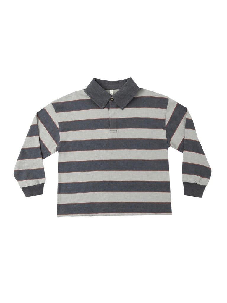 Midnight Sage Stripe Rugby Polo
