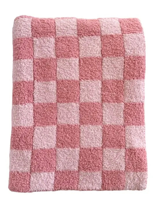 Phufy Bliss Checkerboard Blanket - Strawberry/Carnation