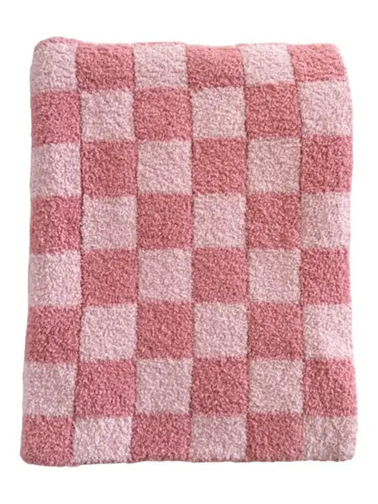 Phufy Bliss Checkerboard Blanket - Strawberry/Carnation
