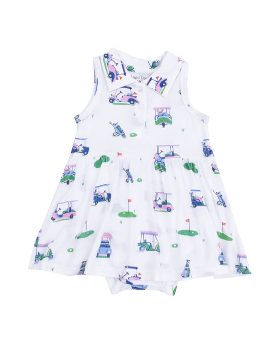 Pink Vintage Golf Carts Polo Dress