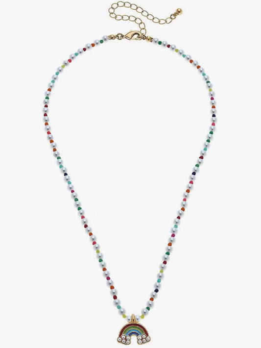 Jane Rainbow Pearl Beaded Children's Necklace - Multi