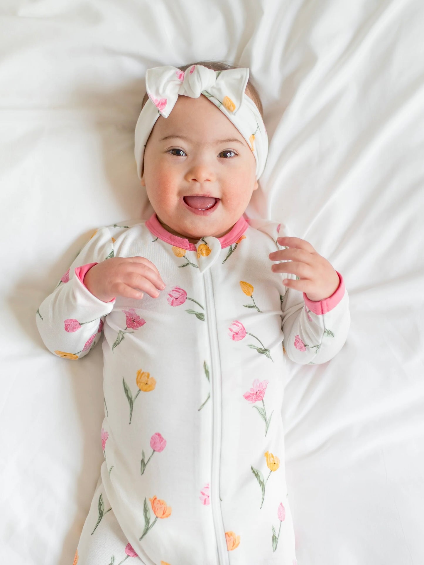 Kyte Baby Zippered Bamboo Footie- Tulip