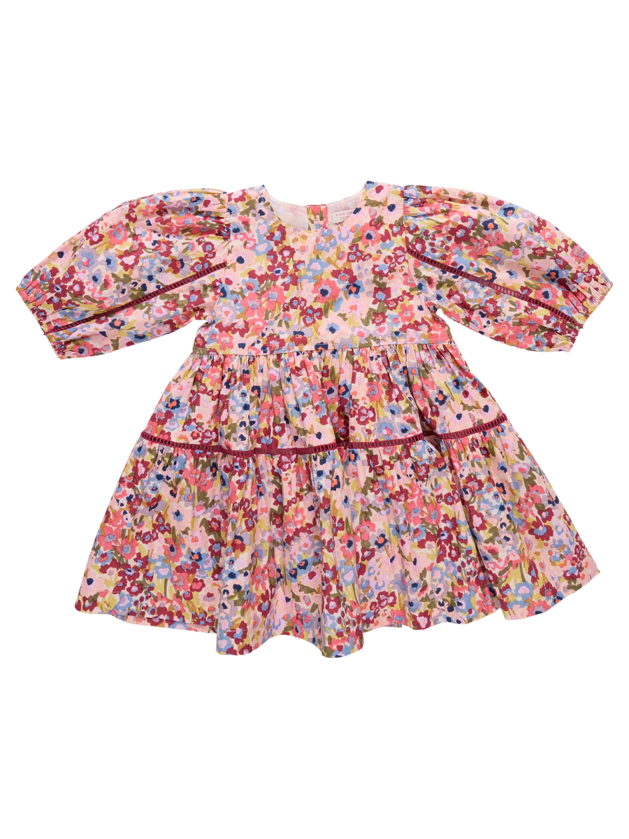 Burgundy Sketched Floral Maribelle Dress