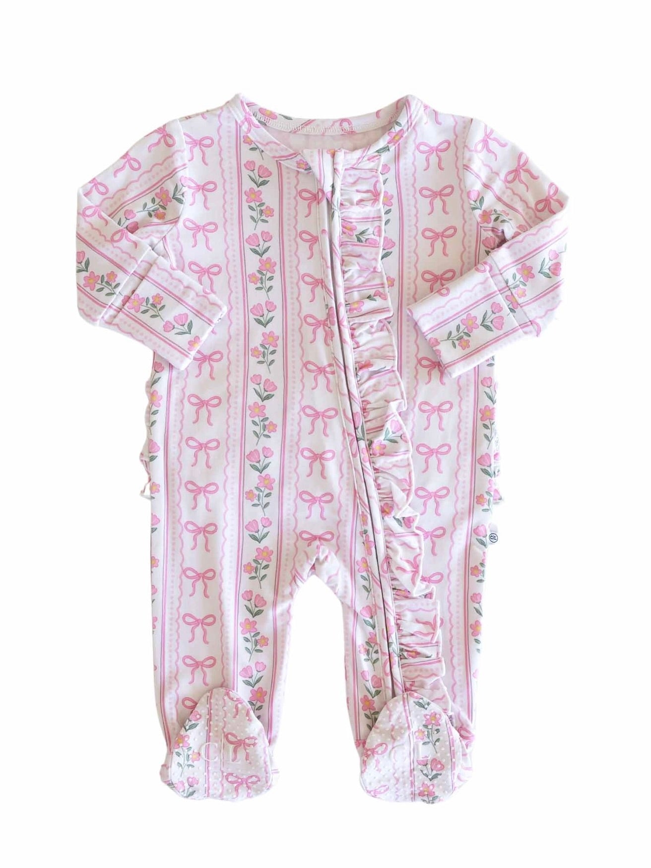 Coquette Garden Ruffle Zipper Footie