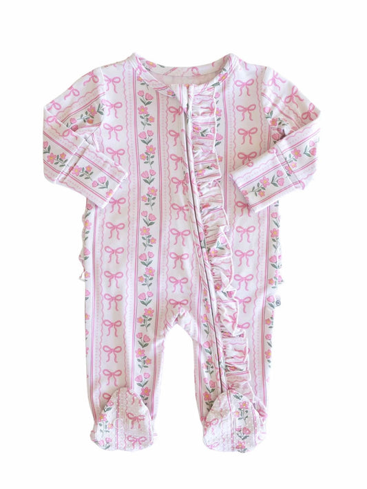 Coquette Garden Ruffle Zipper Footie