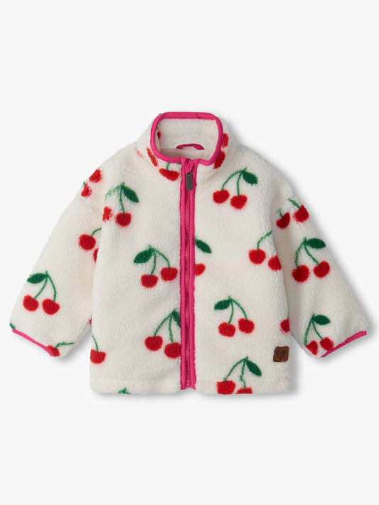Cherries Mock Neck Sherpa Jacket