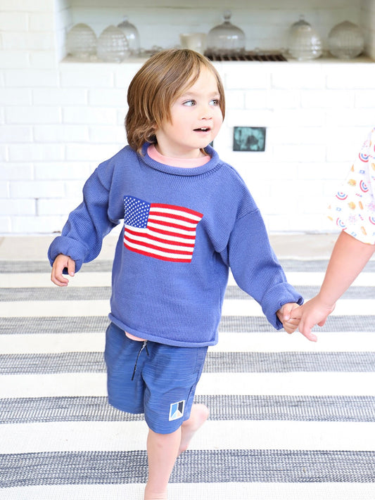 Kids Roll Neck Sweater - American Flag